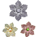 Crystal Flower Pin Brooch - 3 Colors (P1469)(2.25in)