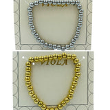Stainless Steel Metallic 4mm Beaded Stretch Bracelet