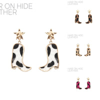 Fur Boots with Star Western Post Earrings (0.9x1.85in)