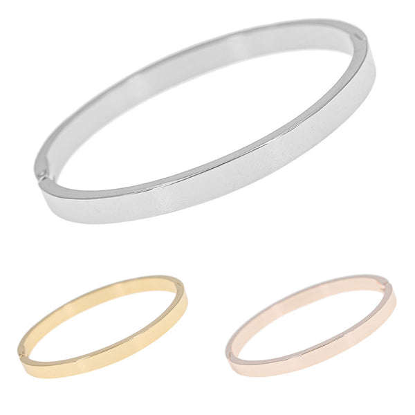 Hinged Oval Simple Bangle - 3 Colors (2x2.37in)