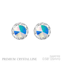 15mm Rondelle Crystal Stud Earrings - 2 Colors (Dance Team)