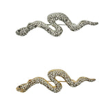 Rhinestone Snake Pin Brooch in Silver or Gold Tone (0.75x3in)