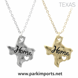 Texas Home State Map Necklace (16+3in)