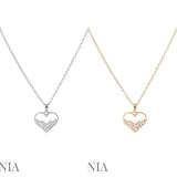 Cubic Zirconia Half Full Heart Necklace (16+3in)