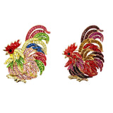 Multicolor Crystal Rooster Pin – Statement Animal Jewelry & Gift (2x3in)