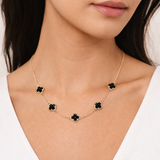 Gold Plated 12mm Clover Station Necklace (16+3in)
