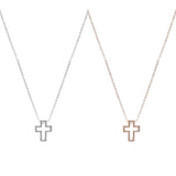 Crystal Cross Outline Necklace (16+3in)