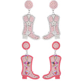 Beaded Cowboy Boot Earrings in 2 Colors - Boots, Crystal Avenue (1.4x2.8in)