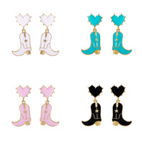 Cowboy Boot Heart Post Earrings (0.88x1.8in)