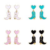 Cowboy Boot Heart Post Earrings (0.88x1.8in)