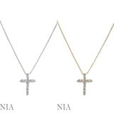Cubic Zirconia Cross Pendant Necklace (19022CR)(16+3 in)