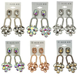 Rhinestone Emerald Cut Teardrop Dangle Earrings - 5 Colors (033687)(1.5x3.25in)