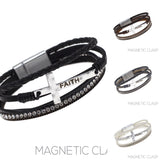Faith Leather Magnetic Clasp Bracelet - 4 Colors (7.75in)
