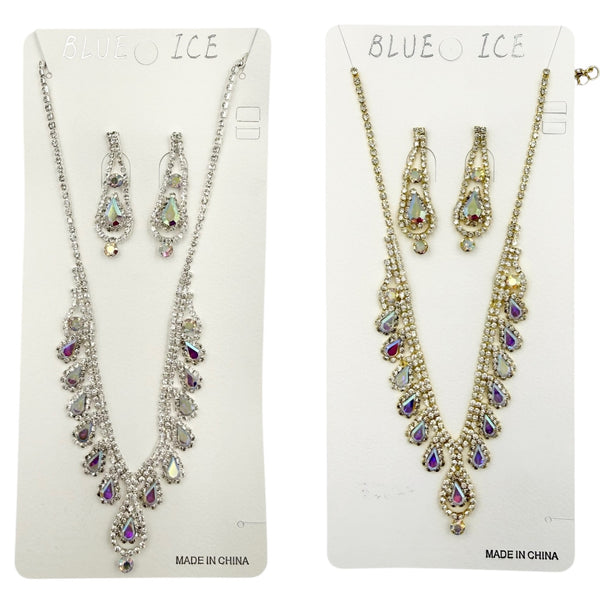 Rhinestone Necklace & Earring Evening Set - 3 Colors (10897)