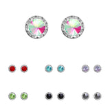 Silver Plated China Crystal 17mm Rondelle Post Earrings