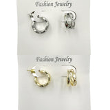 Rhinestone Huggie Hoop Earrings in Silver or Gold (E8640)(0.4x0.6in)