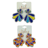 Seashell Crystal Seed Bead Earrings - 2 Colors, Clamshell, Beaded (1.75X2in)