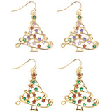 Gold Plated Cubic Zirconia Christmas Tree Earrings - 2 Colors (1.33Wx1.57Lin)