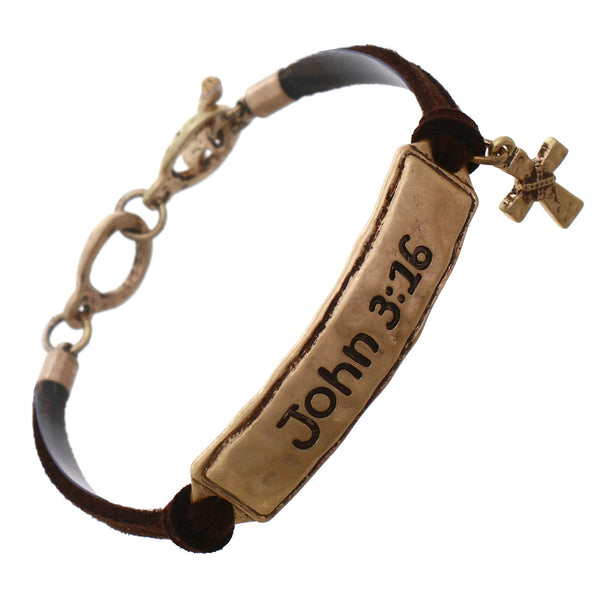John 3:16 Cross Charm Toggle Clasp Religious Bracelet
