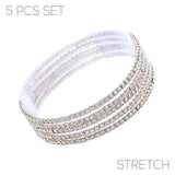 Rhinestone 2mm 5 Strand Elastic Stretch Bracelet - 2 Colors