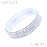 Rhinestone 2mm 5 Strand Elastic Stretch Bracelet - 2 Colors