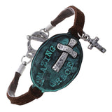 Amazing Grace Cross Etch Toggle Clasp Bracelet (1.25x1in)(7+1in)