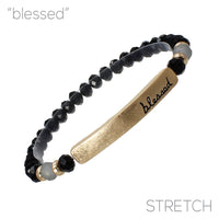 Blessed Bar 6mm Glass Beaded Stretch Bracelet - 6 Colors