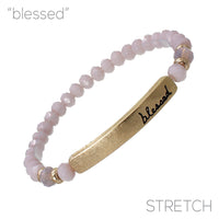 Blessed Bar 6mm Glass Beaded Stretch Bracelet - 6 Colors