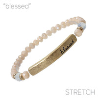 Blessed Bar 6mm Glass Beaded Stretch Bracelet - 6 Colors