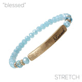 Blessed Bar 6mm Glass Beaded Stretch Bracelet - 6 Colors