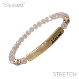 Blessed Bar 6mm Glass Beaded Stretch Bracelet - 6 Colors