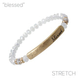 Blessed Bar 6mm Glass Beaded Stretch Bracelet - 6 Colors