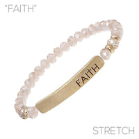 Faith Bar 6mm Glass Beaded Stretch Bracelet - 6 Colors