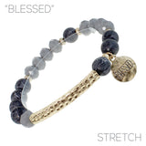 Dangling Blessed Bar Natural Stone Stretch Bracelet