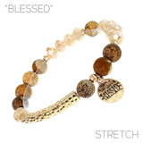 Dangling Blessed Bar Natural Stone Stretch Bracelet