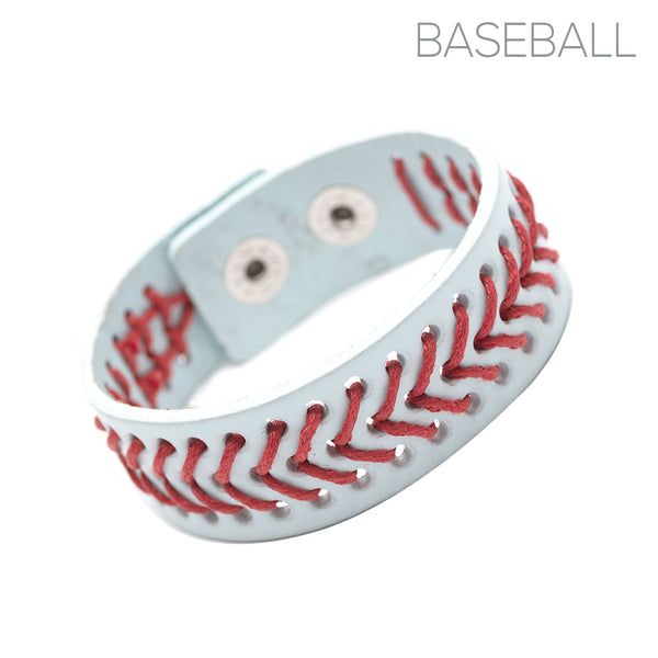 Baseball Leather Bracelet (8.5in)