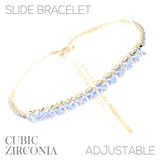 Cubic Zirconia Square Slider Tennis Bracelet in Silver or Gold