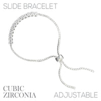 Cubic Zirconia Square Slider Tennis Bracelet in Silver or Gold