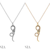 Cubic Zirconia Spiral Snake Necklace Rhodium or Gold Plated (18+2in)(0.4x1.25in)