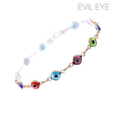Colorful Evil Eye Chain Bracelet Crystal Avenue in Silver or Gold, 7+1.5in