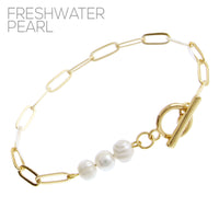 Triple Freshwater Pearl Toggle Bracelet (7.5in)