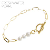 Triple Freshwater Pearl Toggle Bracelet (7.5in)