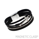Cross Leather Magnetic Clasp Bracelet - 5 Colors (7.75in)