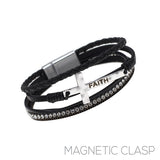 Faith Leather Magnetic Clasp Bracelet - 4 Colors (7.75in)