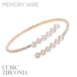 Rhinestone Square 1 Line Cubic Zirconia Memory Wire Bracelet (2.38in)
