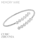 Rhinestone Square 1 Line Cubic Zirconia Memory Wire Bracelet (2.38in)