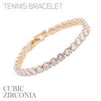 5mm Round Cubic Zirconia Tennis Bracelet in Silver or Gold (7.25in)