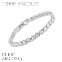 5mm Round Cubic Zirconia Tennis Bracelet in Silver or Gold (7.25in)