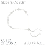 5 Heart Cubic Zirconia Heart Slider Tennis Bracelet in Silver or Gold