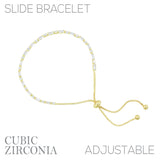 Cubic Zirconia Baguette Round Slider Tennis Bracelet in Silver or Gold